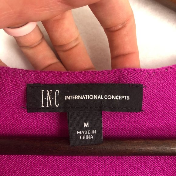 INC International Concepts Women's Size Medium Fuchsia Pink V-Neck Knit Sweater - Picture 7 of 9